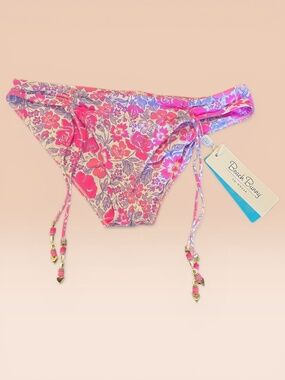 NWT Beach Bunny Keoni Floral Bikini Bottoms Full Coverage Pink Purple M